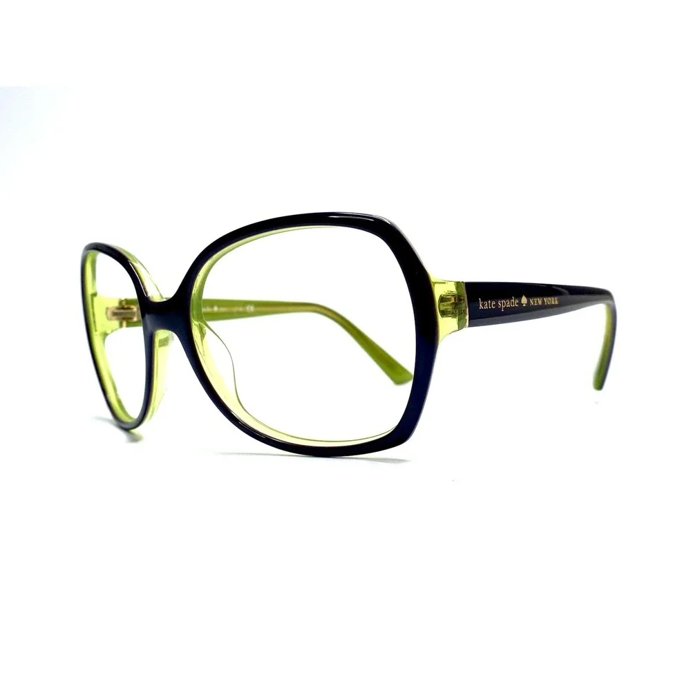 Kate Spade Black Clear Green Fly Oval Wrap Glasses Halsey 55 17 135